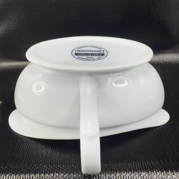 Denmark Oven To Table White Stoneware Ceramic Gravy Boat Sauce Dish With Handles - Picture 12 of 12